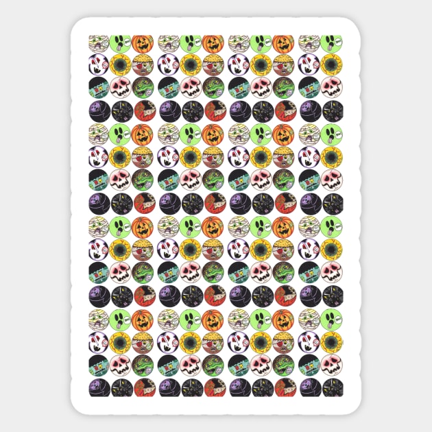 Halloween Ghouls Pattern Sticker by 1Redbublppasswo